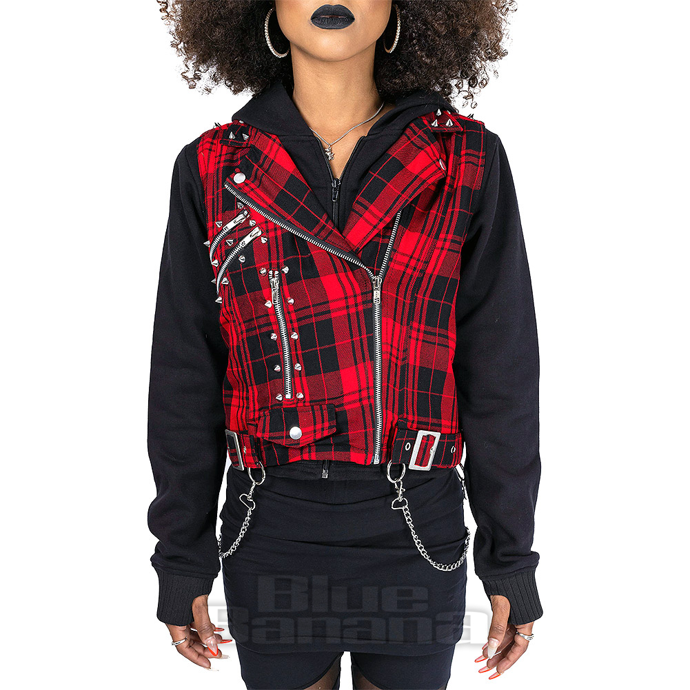 Heartless Evilyn Red & Black Check Jacket Blue Banana UK