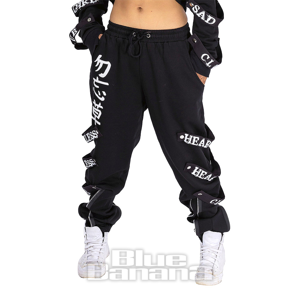 Women Black LOVELY FUN CLUB Printed Joggers