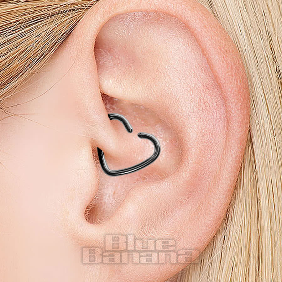 Blue Banana Silver Surgical Steel 1.2mm Daith Heart Ring Body Jewellery UK