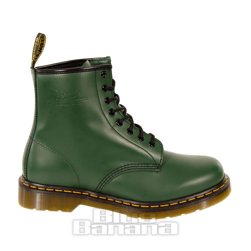 Dr Martens 8 Hole Smooth Boots Green Blue Banana UK