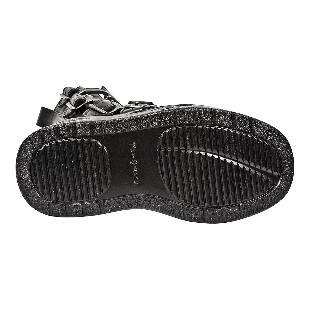 New Rock M.1473-S3 Space Black Platform Boots, Gothic Metallic Shoes
