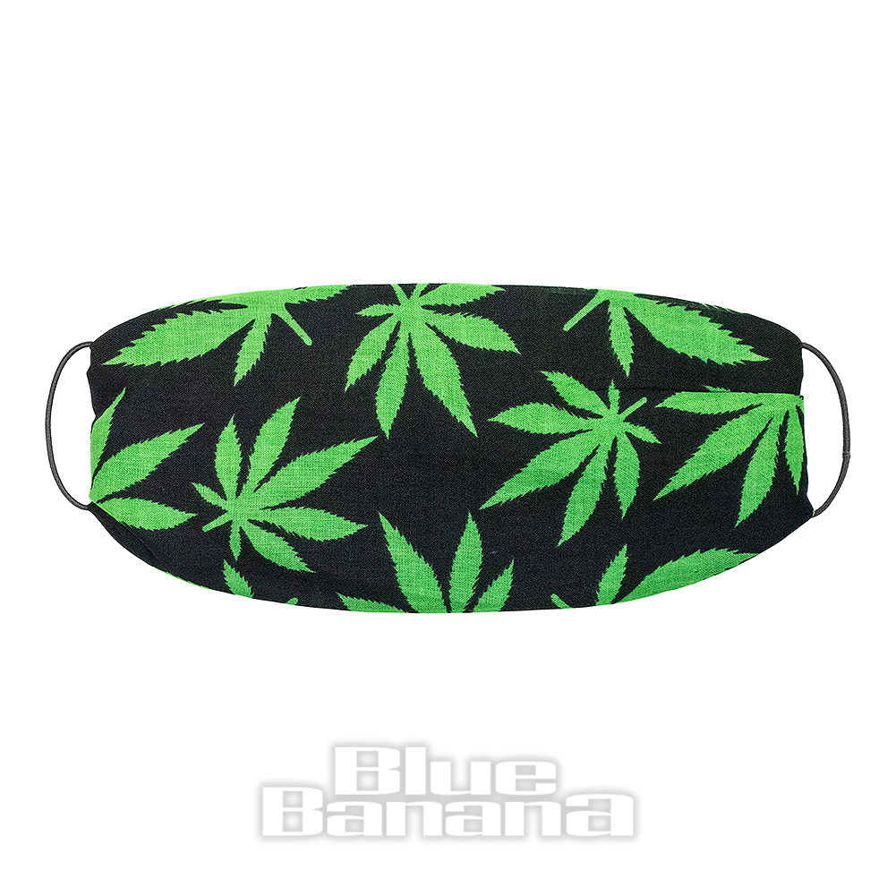 Blue Banana Black Green Leaf Bandana, Headwear Accessories