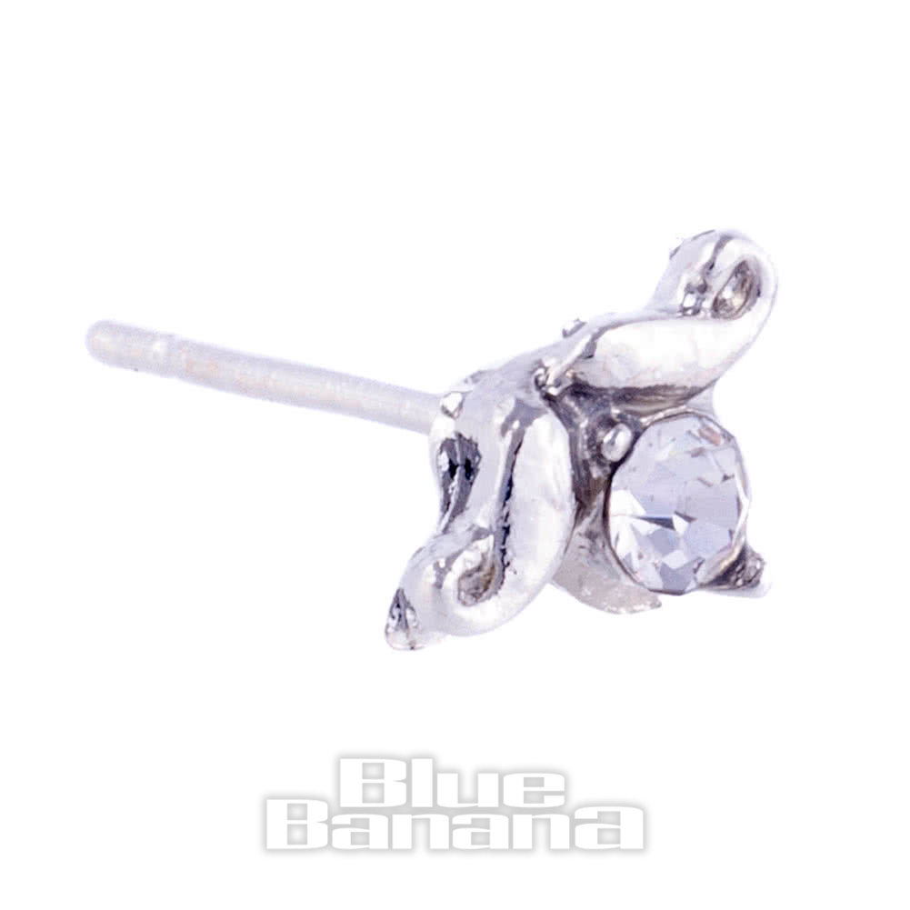 Blue Banana Inner Ear Silver And Crystals Earring Piercing Jewelry UK