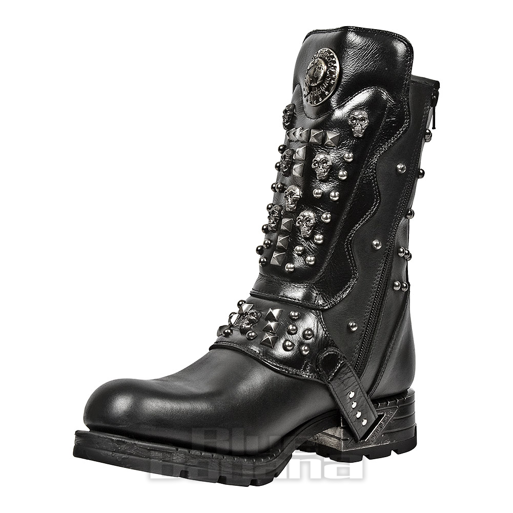 New Rock M.MR019-S1 Motorock Black Boots, Gothic Biker Boots