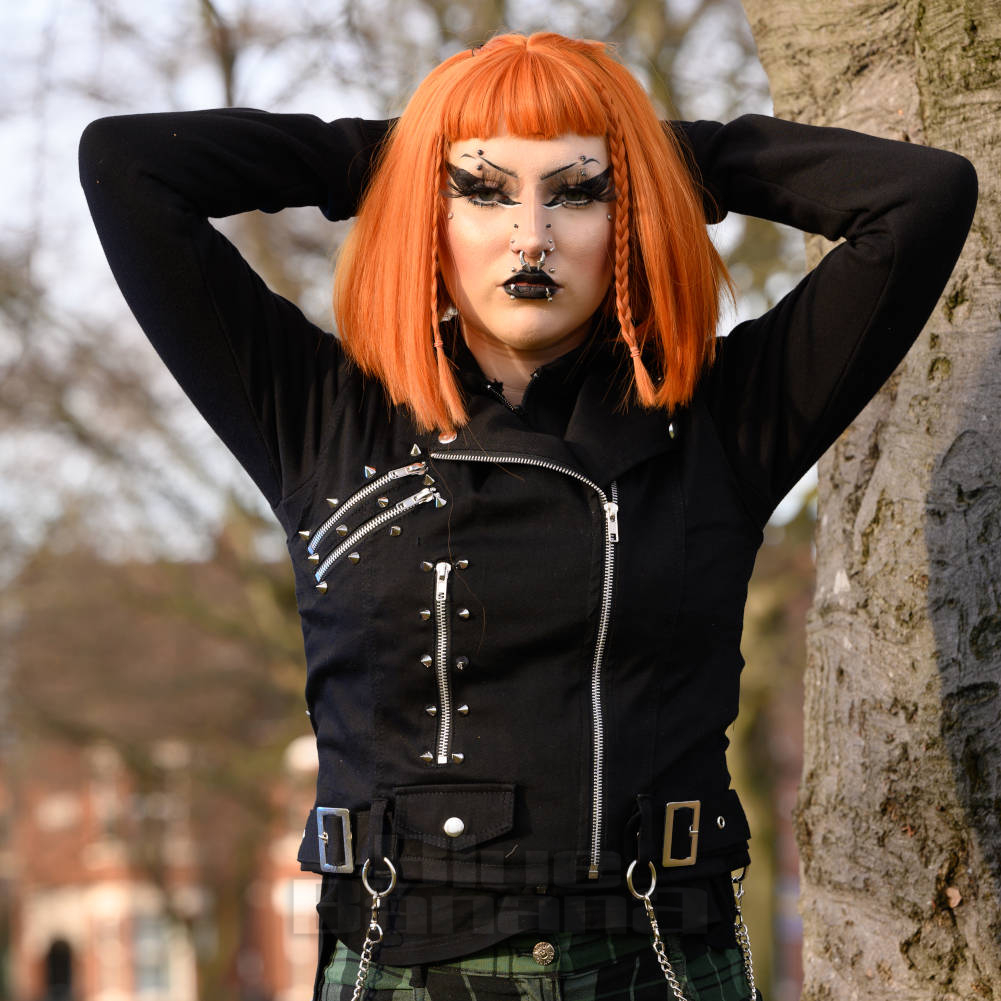 Heartless Black Evilyn Jacket Cropped Jacket Blue Banana UK