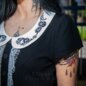 Jawbreaker Embroidered Collar Mini Dress (Black/White) | Alternative Fashion, Goth Clothing