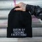 Queen Of Everything Beanie Hat, Black Gothic Headwear | Blue Banana UK