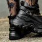 Bleeding Heart Skull Chain Trainers (Black) | Alternative Footwear
