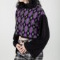 Banned Skull Argyle Crop Jumper (Black/Purple) | Banned Alternative Clothing