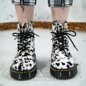 Dr Martens 1460 Bex Dalmatian Hair-On Leather Boots (Black/Cream) | Dr Martens Boots