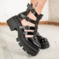 Bleeding Heart Patent Strap Sandals (Black) | Alternative Footwear