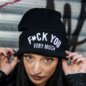F*CK You Beanie Hat, Black Gothic Headwear | Blue Banana UK