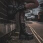 New Rock M.1473-S3 Space Black Platform Boots, Gothic Metallic Shoes