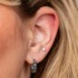 Orecchino a scatto con teschio singolo in acciaio chirurgico Blue Banana (argento) | Gioielli per piercing