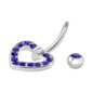 Heart Blue Zircon Navel Bar | Belly Bar Piercing Jewellery