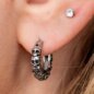 Orecchino a scatto con teschio singolo in acciaio chirurgico Blue Banana (argento) | Gioielli per piercing