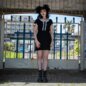 Jawbreaker Embroidered Collar Mini Dress (Black/White) | Alternative Fashion, Goth Clothing