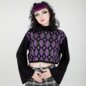 Banned Skull Argyle Crop Jumper (Black/Purple) | Banned Alternative Clothing