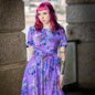 Bleeding Heart Blumen Swing-Kleid (Lila) | Blue Banana