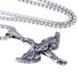 Blaue Bananen-Halskette mit geflügeltem Kreuz aus Stahl (Silber) | Alternative Accessoires