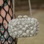 Blue Banana Silver Crystal Encrusted Skulls Handbag - Gothic Skull Bag