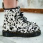 Dr Martens 1460 Bex Dalmatian Hair-On Leather Boots (Black/Cream) | Dr Martens Boots