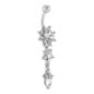 Acciaio Chirurgico 1.6 X 10Mm 3 Barra Dell'Ombelico In Cristallo Di Fiori | Gioielli Penetranti