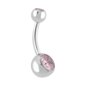 Blue Banana Polished Titanium 1.6mm Double Jewelled Navel Bar (Rose) | Blue Banana