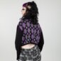 Banned Skull Argyle Crop Jumper (Black/Purple) | Banned Alternative Clothing