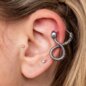 Piercing de oreja Blue Banana de acero quirúrgico con forma de serpiente (plateado) | Joyería para piercings