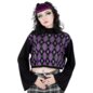 Banned Skull Argyle Crop Jumper (Black/Purple) | Banned Alternative Clothing