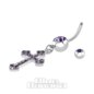 Cross Tanzanite Navel Bar | Belly Bar Piercing Jewellery