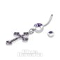 Piercing All'Ombelico In Acciaio Chirurgico Blue Banana  1.6mm Cross (Tanzanite)