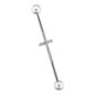 Barra industriale a croce in acciaio chirurgico Blue Banana con cristalli (argento) | Gioielli per piercing