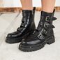 Bleeding Heart Buckle Boots (Black) | Alternative Footwear