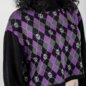 Banned Skull Argyle Crop Jumper (Black/Purple) | Banned Alternative Clothing