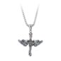 Blaue Bananen-Halskette mit geflügeltem Kreuz aus Stahl (Silber) | Alternative Accessoires