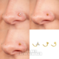 Blue Banana Pvd Gold 3 Pack Assorted Jewelled  Nose Stud (Gold)| Body Piercing jewelry
