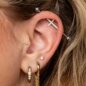 Barra industriale a croce in acciaio chirurgico Blue Banana con cristalli (argento) | Gioielli per piercing