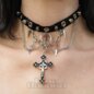Blue Banana Skull & Crosses Choker (Black/Silver) | Gothic Jewellery