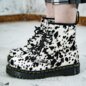 Dr Martens 1460 Bex Dalmatian Hair-On Leather Boots (Black/Cream) | Dr Martens Boots