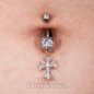Blue Banana Surgical Steel 1.6 x 10mm Zircon Cross Navel Bar (Crystal) | Body Piercing Jewellery