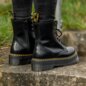 Dr Martens Black Jadon Polished Boots, Quality Leather Platform Boots