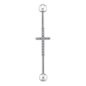 Barra industriale a croce in acciaio chirurgico Blue Banana con cristalli (argento) | Gioielli per piercing