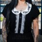 Jawbreaker Embroidered Collar Mini Dress (Black/White) | Alternative Fashion, Goth Clothing
