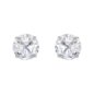 Blue Banana Polished Titanium Round Crystal Stud Earrings (Clear Crystal) | Blue Banana