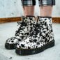 Dr Martens 1460 Bex Dalmatian Hair-On Leather Boots (Black/Cream) | Dr Martens Boots