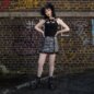 Jawbreaker Ruched Lace Mini Skirt (Black/White) | Alternative Fashion, Goth Clothing