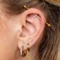 Barra industrial de acero quirúrgico con cruz de cristal Blue Banana (dorada) | Joyería para piercings