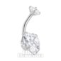 Blue Banana Surgical Steel Cubic Zirconia Heart Navel Bar (Silver)| Body Piercing Jewellery